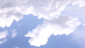 Exotic time lapse formating white clouds fast motion in horizon, aerial shooting cloudscape panorama, very beautiful soft colours. 3840x2160, 30 FPS, 4k, UHD, Ultra HD footage.