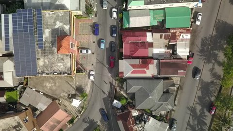 Port Antonio Jamaica Downtown Aerial Footage Bird view