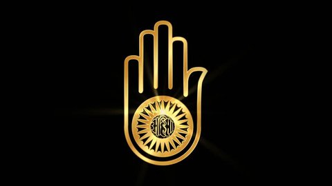 
Jainism Ahimsha Religious symbol Particles Animation, Magical Particle Dust Animation of Religious Jain Hand Sign with Rays.

Creating Ahimsha Hand Religious Icon from Particle Dust Animation.
