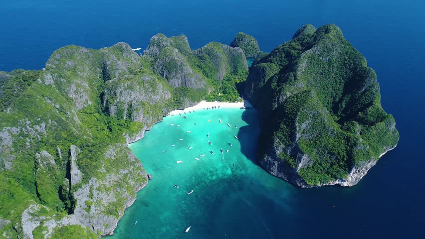 Maya Bay Aerial Footage at Stock Footage Video (100% Royalty-free