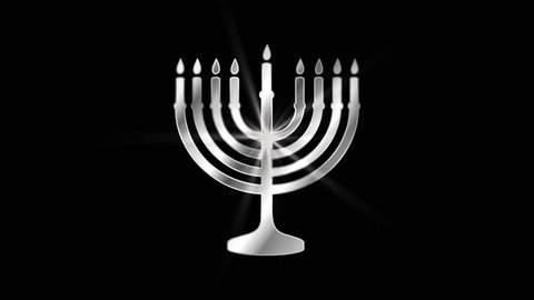 Hanukkah Candles Religious symbol Particles Animation, Magical Particle Dust Animation of Religious Hanukkah Candles Sign with Rays.

