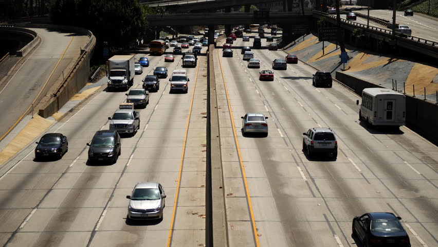 Time Lapse of Los Angeles Downtown Highway Cars Traffic on Busy Freeway Day La