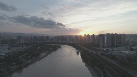 Aerial video of sunset