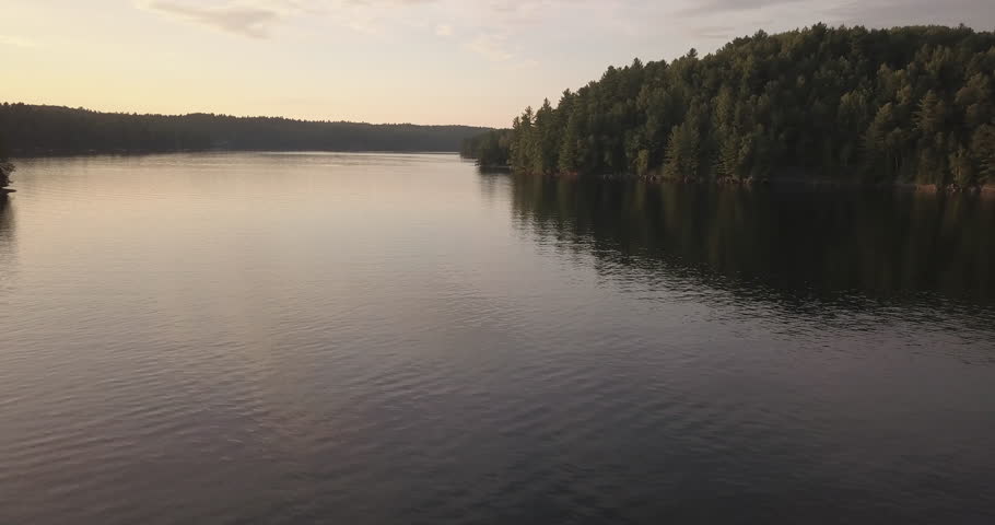 aerial during sunset in cottage country