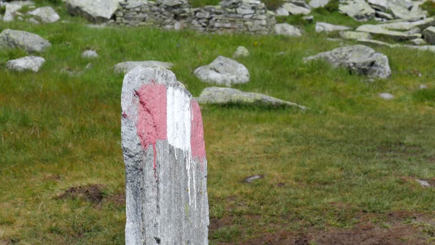 Mountain Way Marker at Olpererhütte Zillertal Tirol Austria 4K