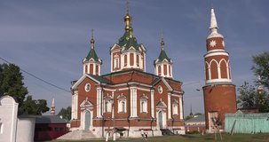 4K quality video view of Kolomna old town center with Kremlin, churches and monastery cathedrals, ancient town located at confluence of Moskva and Oka rivers some 110 km south-east of Moscow, Russia