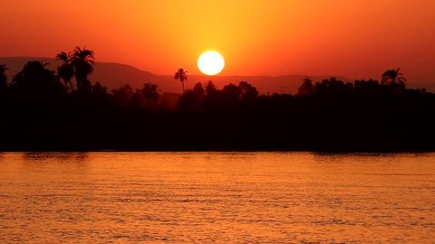 View of Beautiful sunset from a Nile river cruise
