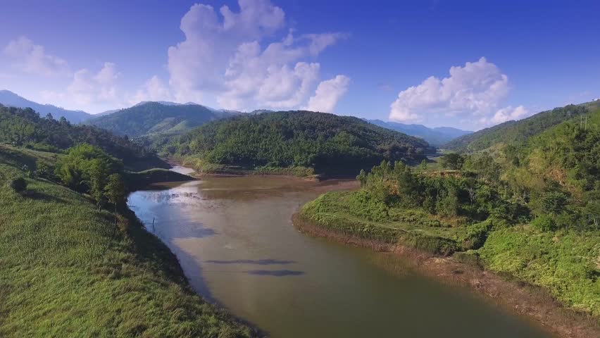 Dam Paralleled rural road , Northern Thailand Route