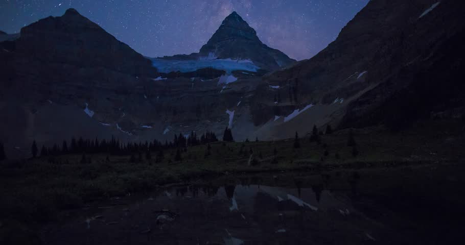 4k time lapse of stars passing over Mt. Assiniboine in Banff, Alberta, Canada