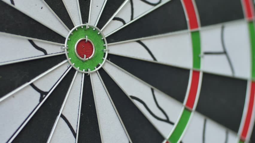 Game of darts. Two darts hit the bullseye Royalty-Free Stock Footage #1016645419