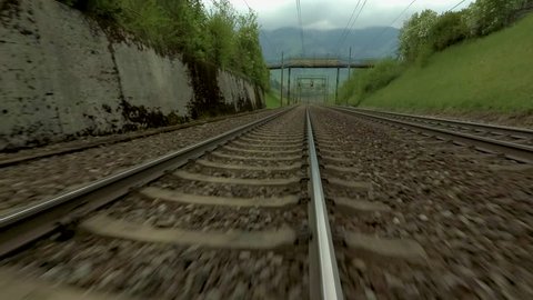 train tracks across the kandertal aqueduct in Switzerland