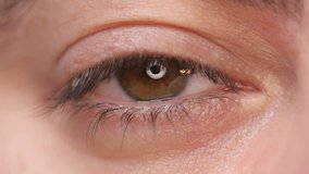 Close up of middle aged man's eyes.  Young man brown eye macro shoot . 