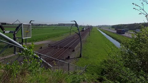 Betuweroute train route in Netherlands Betuwelijn 4k train driving into tunnel
