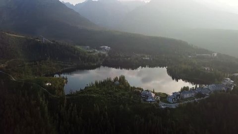 Summer morning aerial view of High Tatras mountains