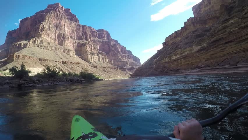 EPIC first person view of KAYAKING through Grand Canyon. Kayaks paddling through huge whitewater