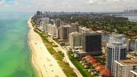Drone footage beach of Miami 4k 30p