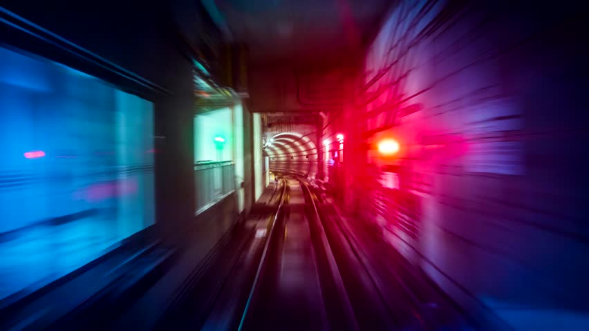 Fast Speed Subway Train Moving Reverse Looping 4K Time Lapse Royalty-Free Stock Footage #1016688940