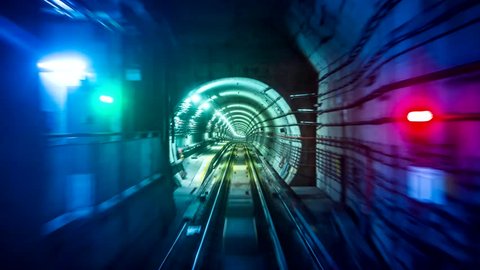 Fast Speed Subway Train Moving Forward Looping 4K Time Lapse