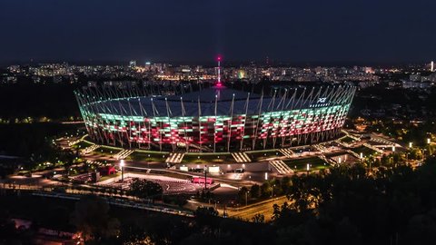 Aerial View of Warsaw, Stadium PGE, Narodowy, Warszawa, Poland, Polska