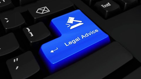 385. Legal Advice Round Motion On Blue Enter Button On Modern Computer Keyboard with Text and icon Labeled. Selected Focus Key is Pressing Animation. xxxxx Concept
