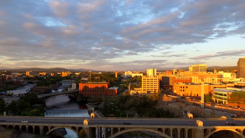 Beautiful Twilight Scenery in Spokane Washington USA