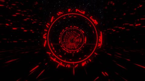 3D Red Sci-Fi Stargate Tunnel VJ Loop Motion Background