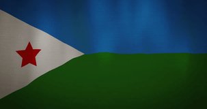 animation - modern Djibouti flag fabric texture waving in the wind. 4K motion flag footage video