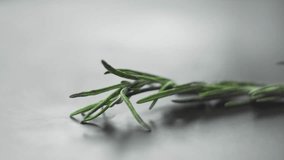 Firing rosemary to prepare a cocktail or other meal and cover with a glass. Fire and smoke. Rosemary burning.