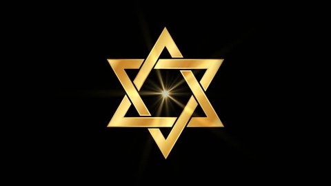 Star of David Religious symbol Particles Animation, Magical Particle Dust Animation of Religious Star of David Sign with Rays.
