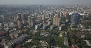 Top view aerial video of development infrastructure city for big population, modern skyscrapers 4k 4096 x 2160
