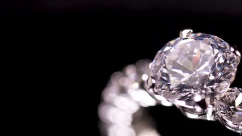 Engagement Diamond Ring Rotating On Black Stock Footage Video (100% ...