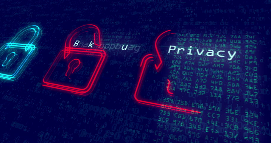 Loopable animation of computer protection, cyber safety and internet security. Privacy in cyber space abstract concept background. Royalty-Free Stock Footage #1016723152