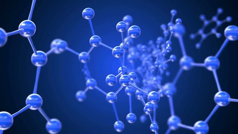 Blue moleculess or network background abstract animation graphic 3D render.