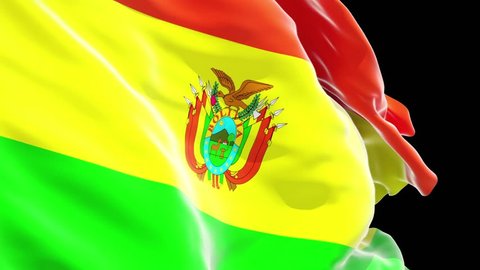 Bolivia flag waving on black background, 3d rendering, isolated