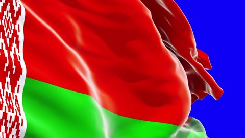 Belarus flag waving on blue background, 3d rendering, isolated