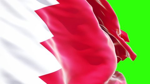 Bahrain flag waving on green background, 3d rendering, isolated