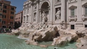 4k full HD tourism tourist sightseeing holiday in Rome old architecture building and sculptures trevi fountain time lapse video shoot.