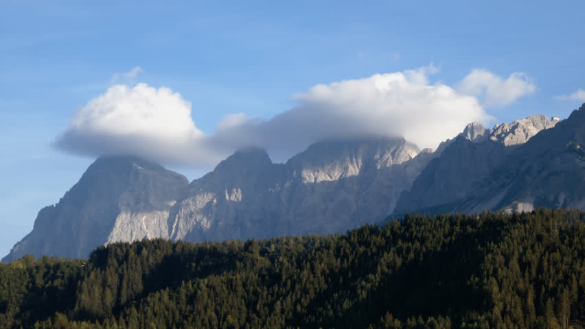 Timelapse of clouds over Dachstein Mountains, Schladming-Dachstein, Austria.