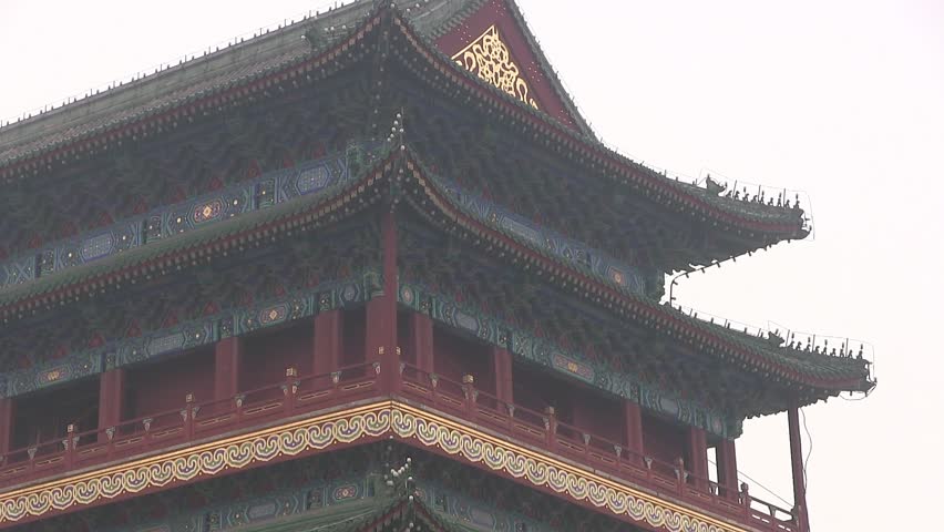 Close up of Zhengyangmen Gatehouse near Tiananmen Square in Beijing, China.