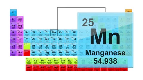 Periodic Table 25 Manganese 
Element Sign With Position, Atomic Number And Weight.