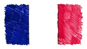 stop motion marker drawn France flag cartoon animation background new quality national patriotic colorful symbol video footage