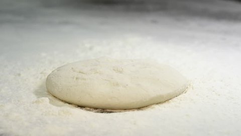 Pizza dough preparation in restaurant