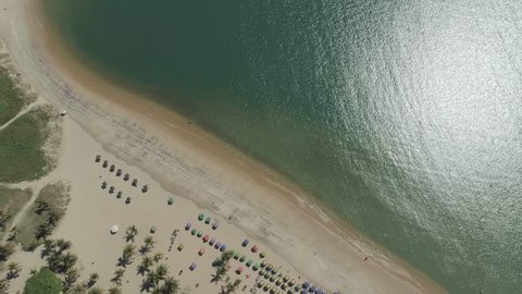 Zenital drone scene of Brazilian beach (Curva da Jurema).