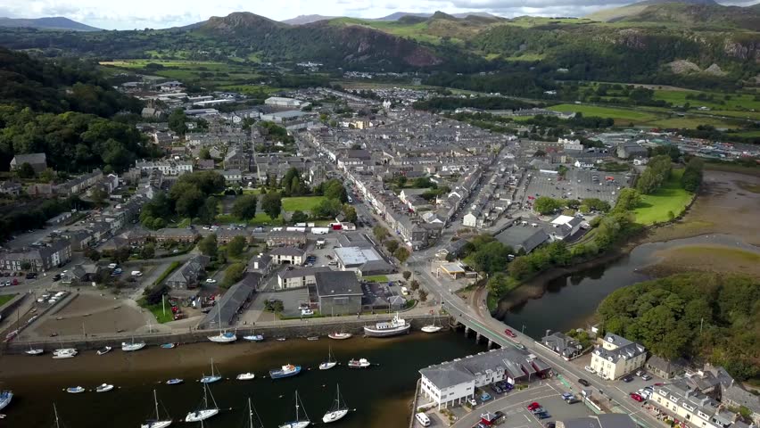 aerial-views-of-porthmadog-stock-footage-video-100-royalty-free