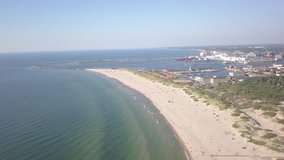 Baltic Sea coast beach Ventspils Kurzeme aerial drone top view 4K UHD video