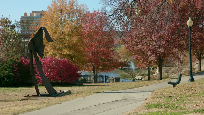 Empty Park Bench in Tulsa