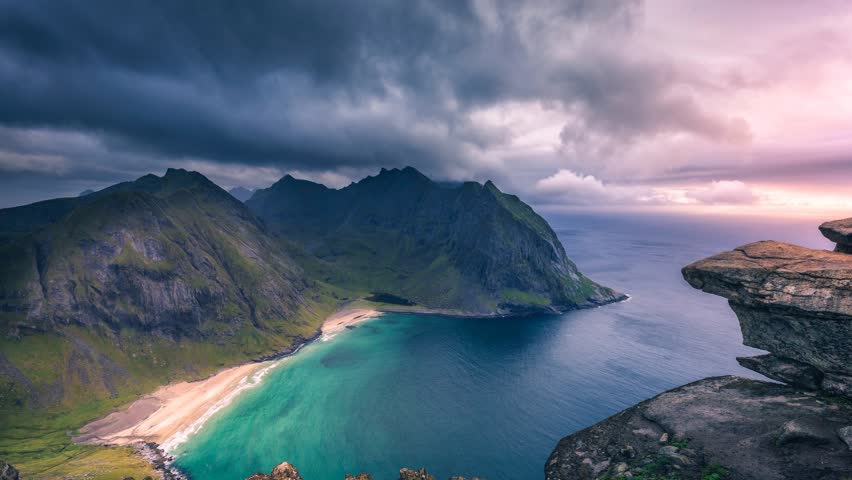 Cinemagraph time lapse of clouds rolling over Hawaii mountains