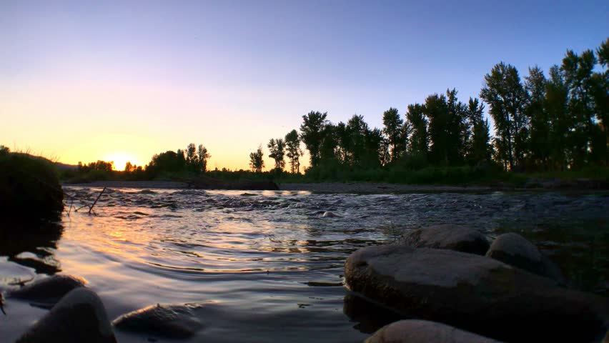 A sunset on the clark fork river at Kelly Island in Missoula, MT