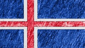 stop motion pastel chalk crayon drawn Iceland flag cartoon animation seamless loop background new quality national patriotic colorful symbol video footage