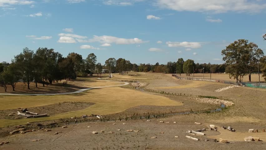 Australian park of flood lands drone shot